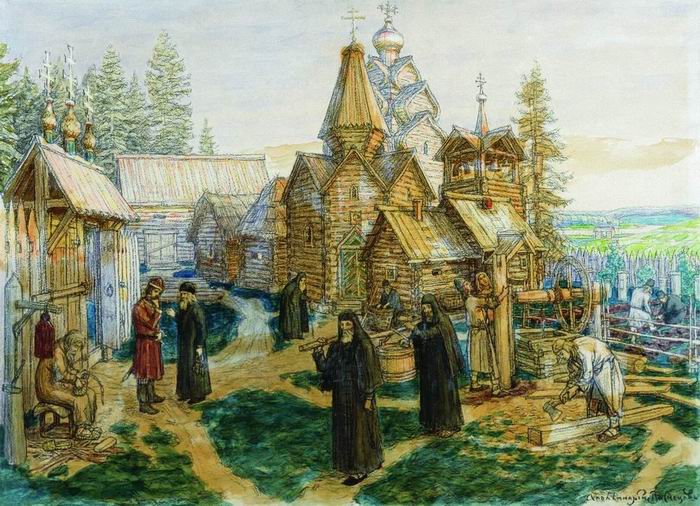 Троице-Сергиева лавра. Святая Русь, религиозная картина, живопись, рисунки